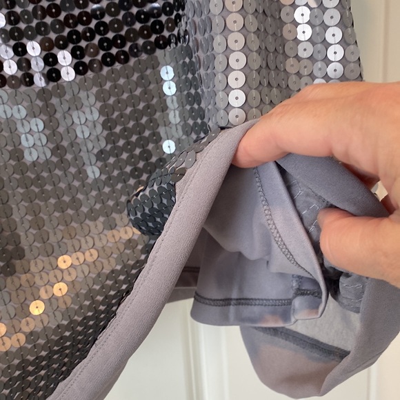 NWT Dress Barn Sequin Metallic Gray Sleeveless Holiday Party Top Sz Large - Picture 5 of 8